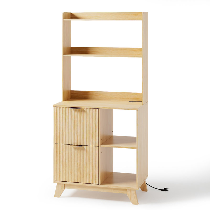 27.6 Inch Wood Grain 2-Drawer Lattice Oties With Shelf