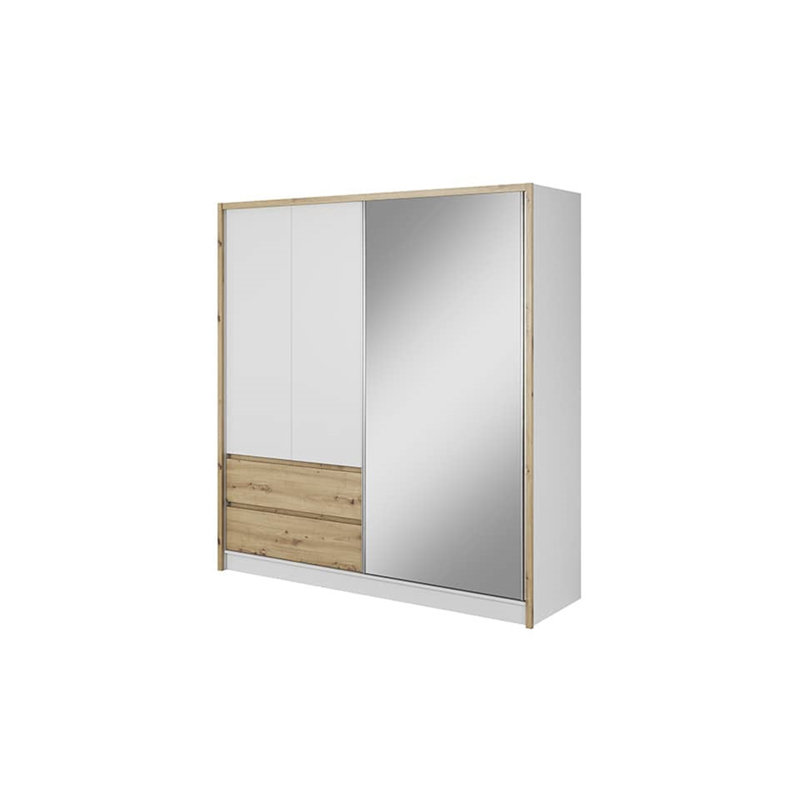 Delmy 3 Door Solid + Manufactured Wood Wardrobe, Oak Artisan, 214cm H x 200cm W x 62cm D