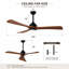 Ventilateur de plafond de 62 po à 3 pales en bois massif avec lumière et télécommande-322523513-322523519-480923373
