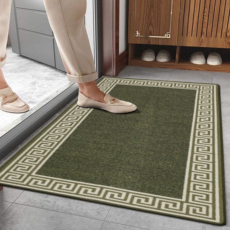 Fougeres Non-Slip Indoor Doormat, Rectangle W50 x L80 cm, Green/Cream