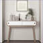 Table basse naturelle rustique Table d'entrée avec portes coulissantes blanches, rangement pour petits espaces
