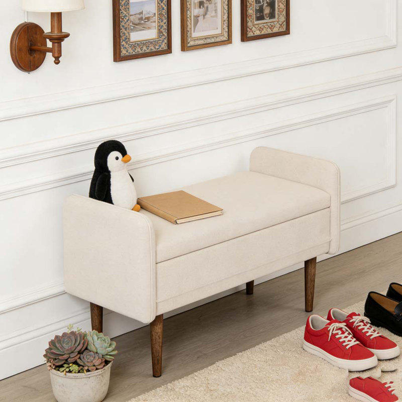 Tabouret de rangement en velours Teddy