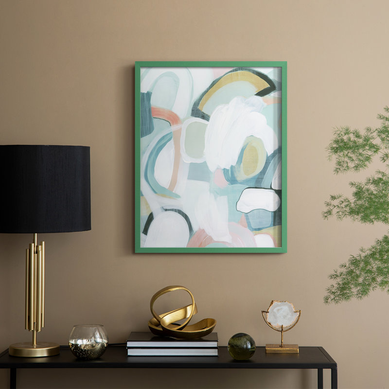 Pastel Garden Abstraction I Framed Print - Solid Wood, 21" H x 17" W, Green