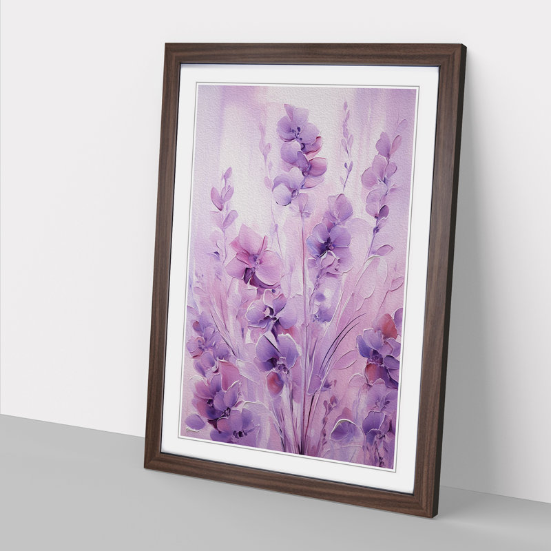 Lavender Flower Abstract Art - Framed Print, 64cm H x 46cm W, Walnut Framed