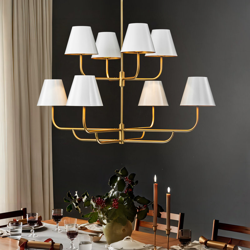 Corina 8-Light Dimmable Tiered Chandelier, White
