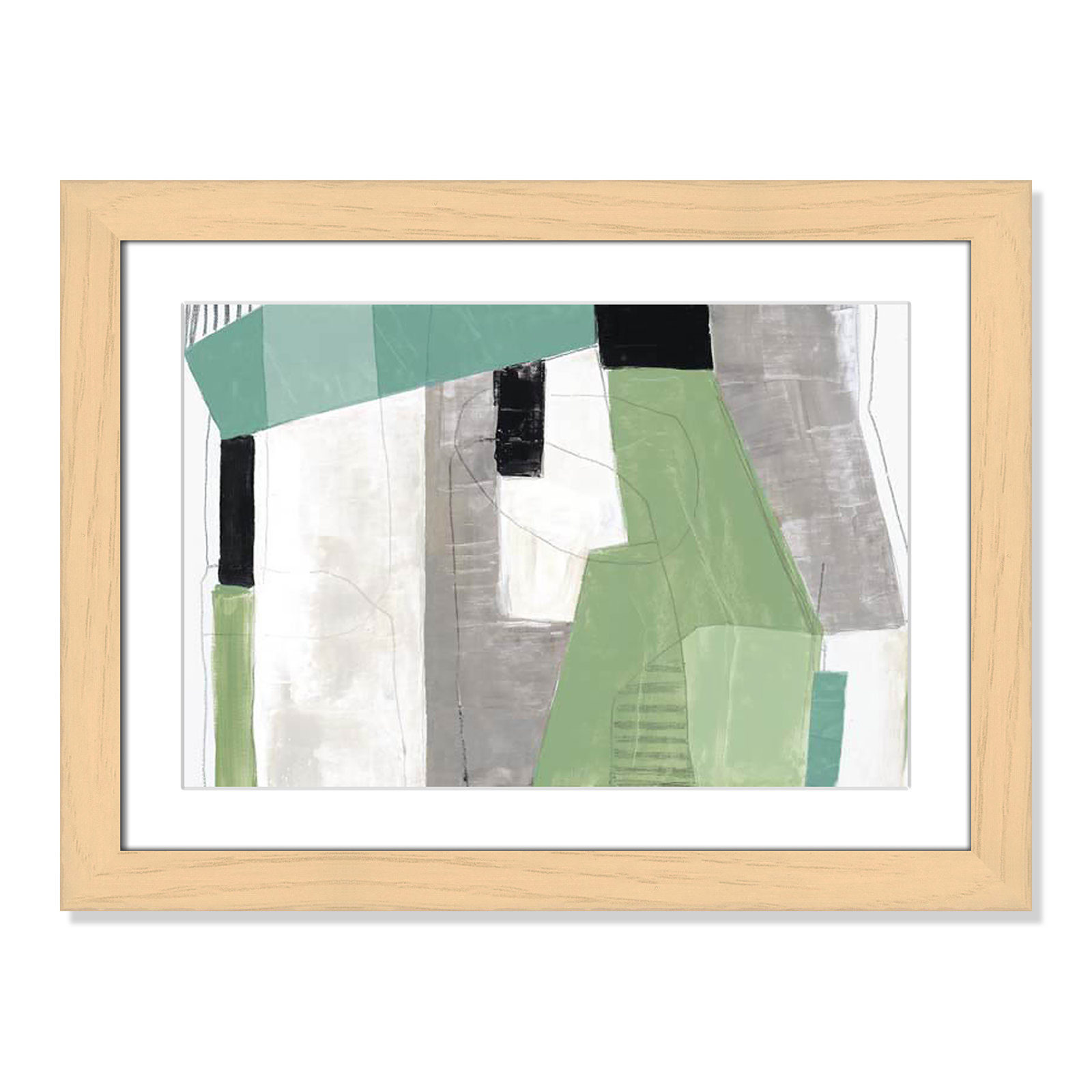 Evergreen Essence Print, 18.5" H x 24.5" W x 1.25" D, Natural Cube Frame - Matted Fine Art Paper Print, White