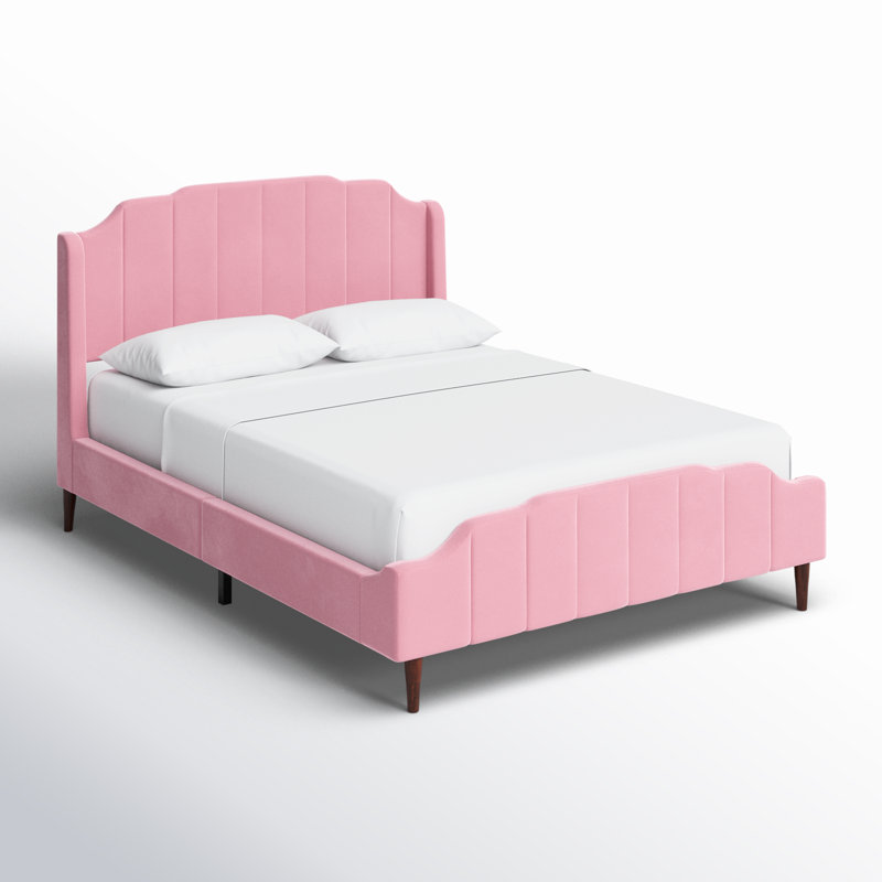 Lit tapissier courbé moderne Lasater, Rose