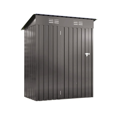 5X3 Ft, Gray Metal Outdoor Storage, Balcony Corners, Quality Galvanized Steel, Multi - Purpose Use, Quick Setup Tool Shed, Backyard Metal, Wind Structure, Lockable, Security
