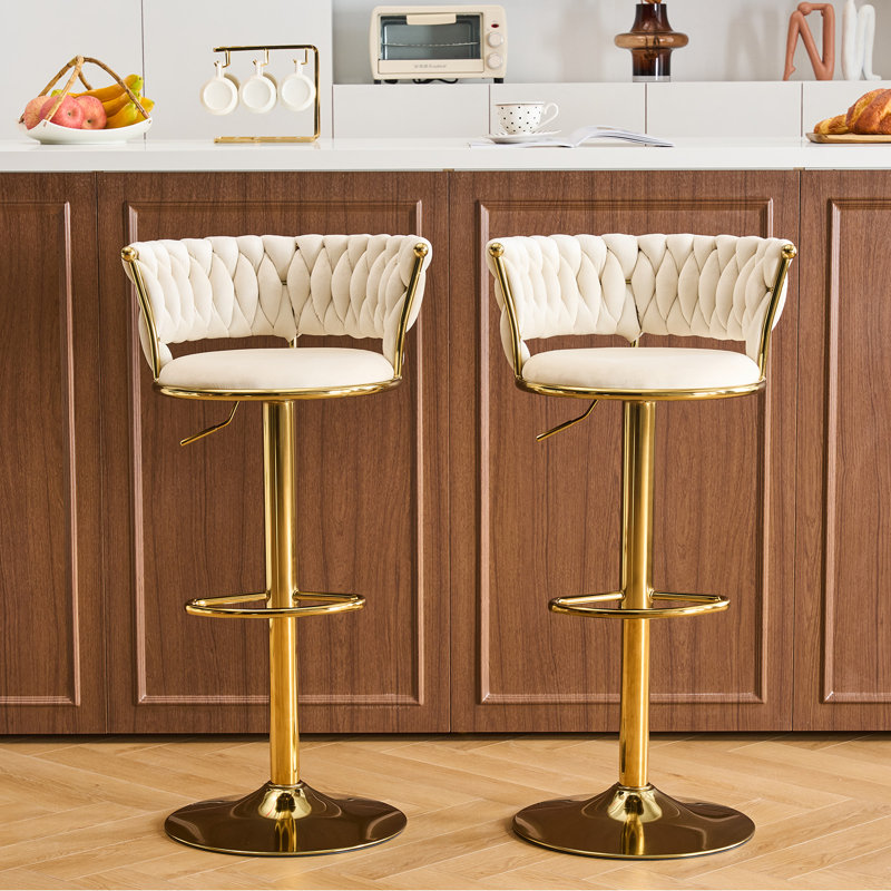 Tabouret de bar pivotant à hauteur réglable, Beige