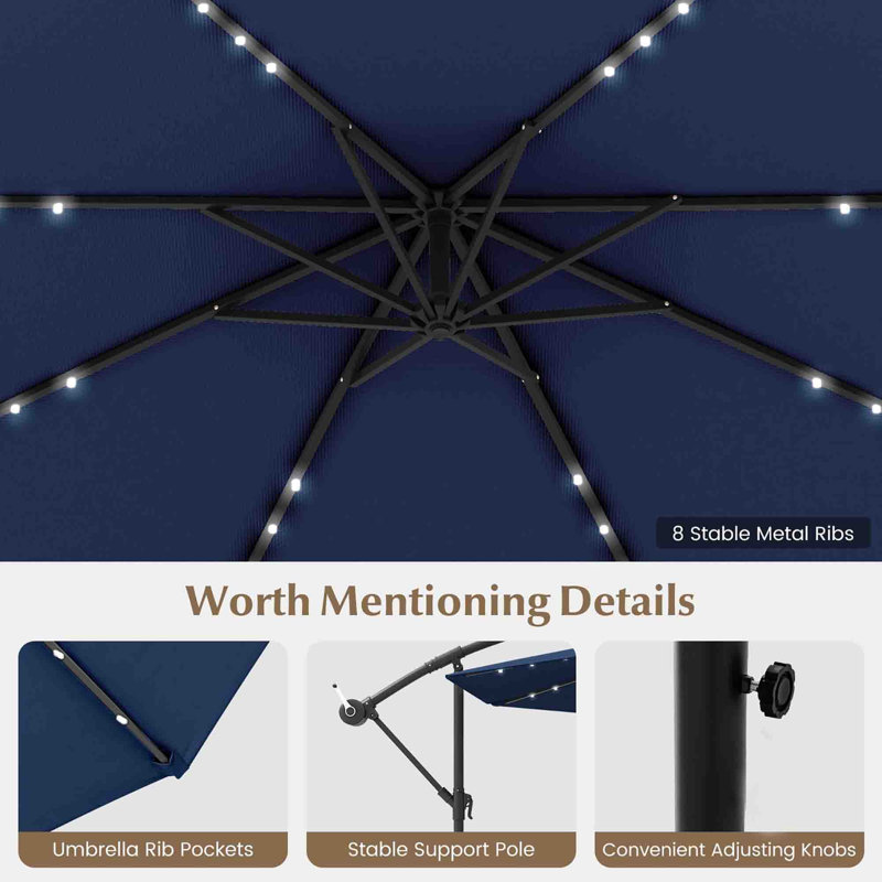 300cm Cantilever Parasol, Navy