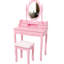 Meuble-lavabo rose avec 4 tiroirs, miroir ajustable à 360 ° et tabouret polyvalent pour l'organisation de la chambre à coucher-1922352122