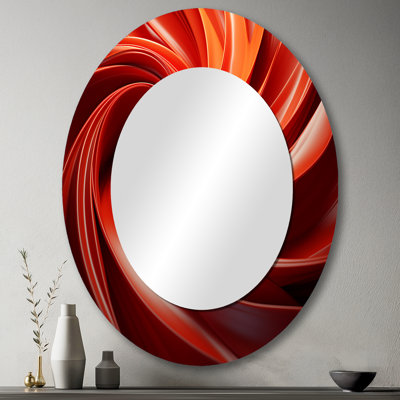 Miroir mural orange et rouge en spirale abstraite Dreamscape II