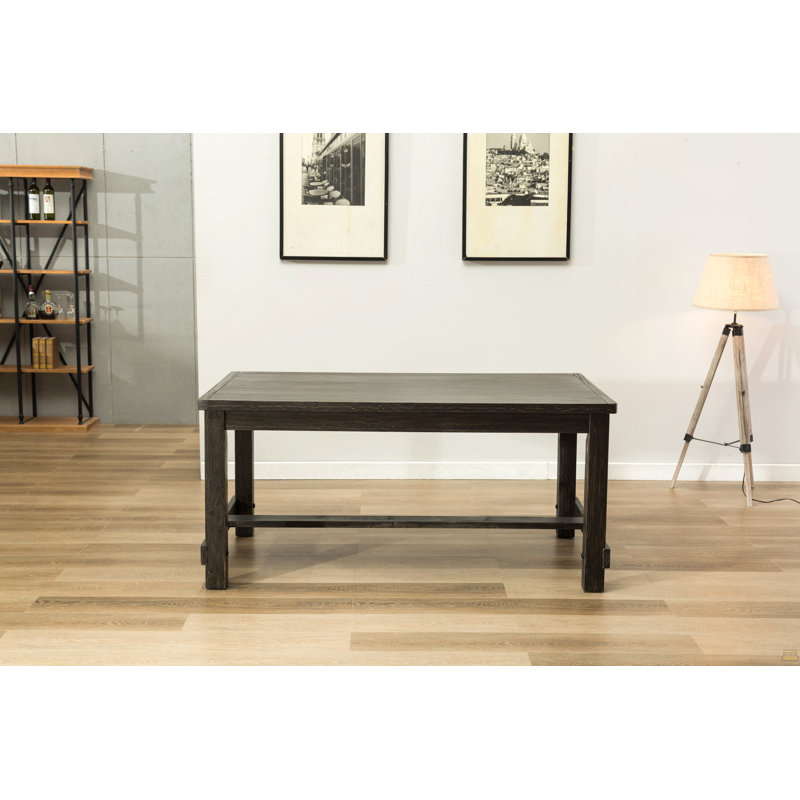 Ensemble de table de salle à manger 7 pièces en bois au fini noir antique avec 6 chaises en similicuir brun, Brown