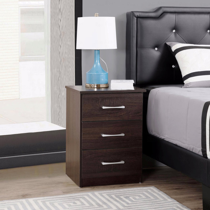 Contemporary Wenge Nightstand With Drawer, Brown