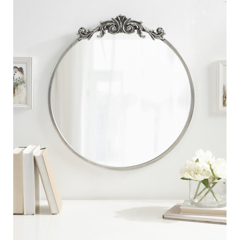 Emden Metal Round Mirror, Silver