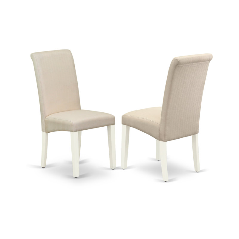L'ensemble de table de salle à manger 3 pièces contient une table de cuisine rectangulaire avec Dropleaf et 2 chaises de salle à manger Parson en tissu crème, lin blanc