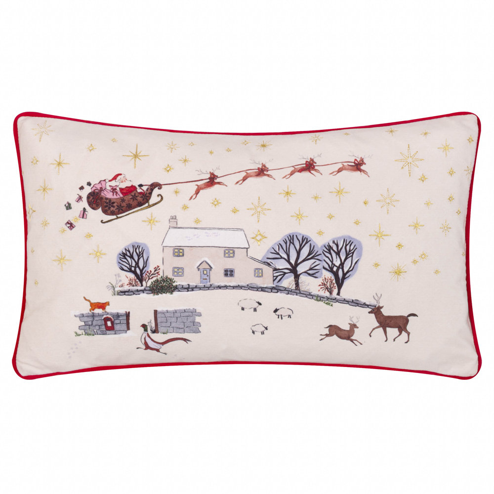 Cotswold Christmas Cream Rectangular Cushion Cover