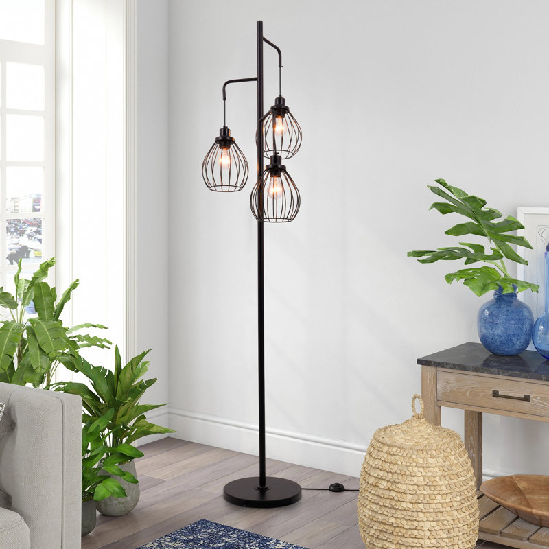 Lampe sur pied à branches noire 70 po 3 lumières