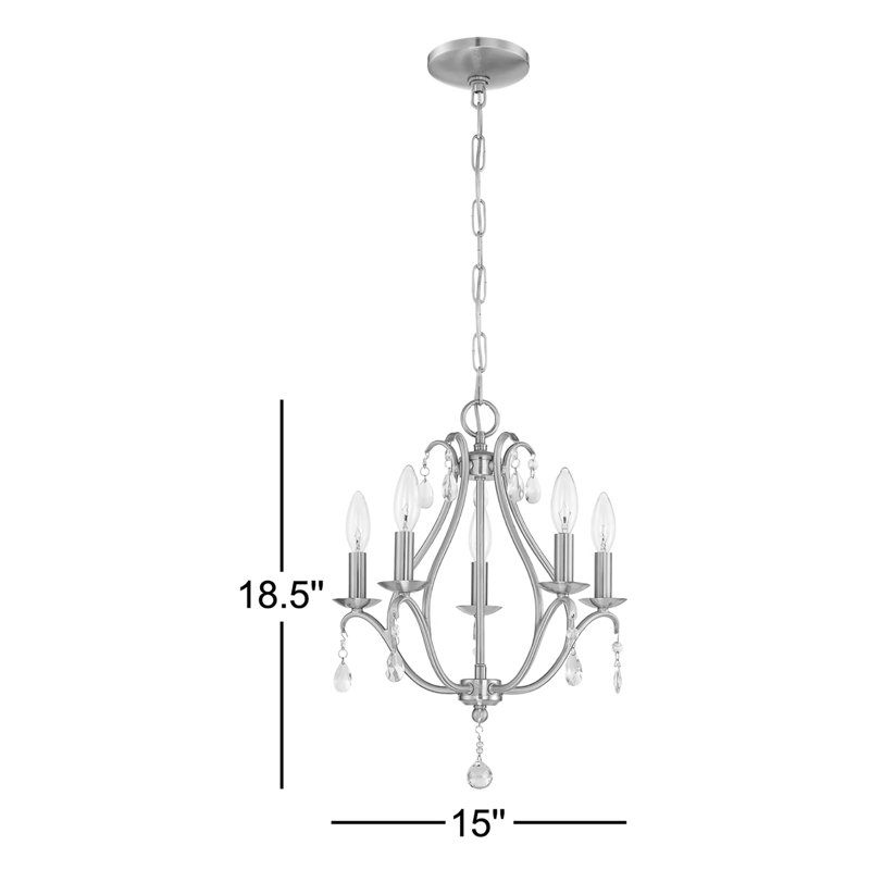 Negron 5 - Light Empire Chandelier, Antique Linen, Clear