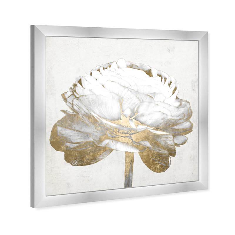 Gold And Light Floral " Gold And Light Floral II White " by Oliver Gal Painting Print, Silver, 32" H x 32" W