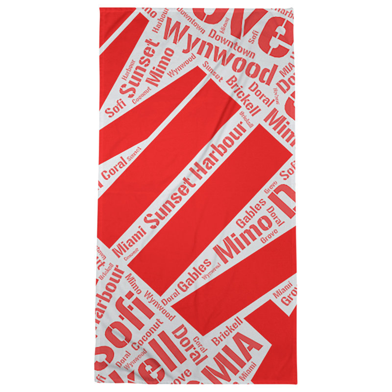 Bath Towel, Red, Poly/Cotton, Miami