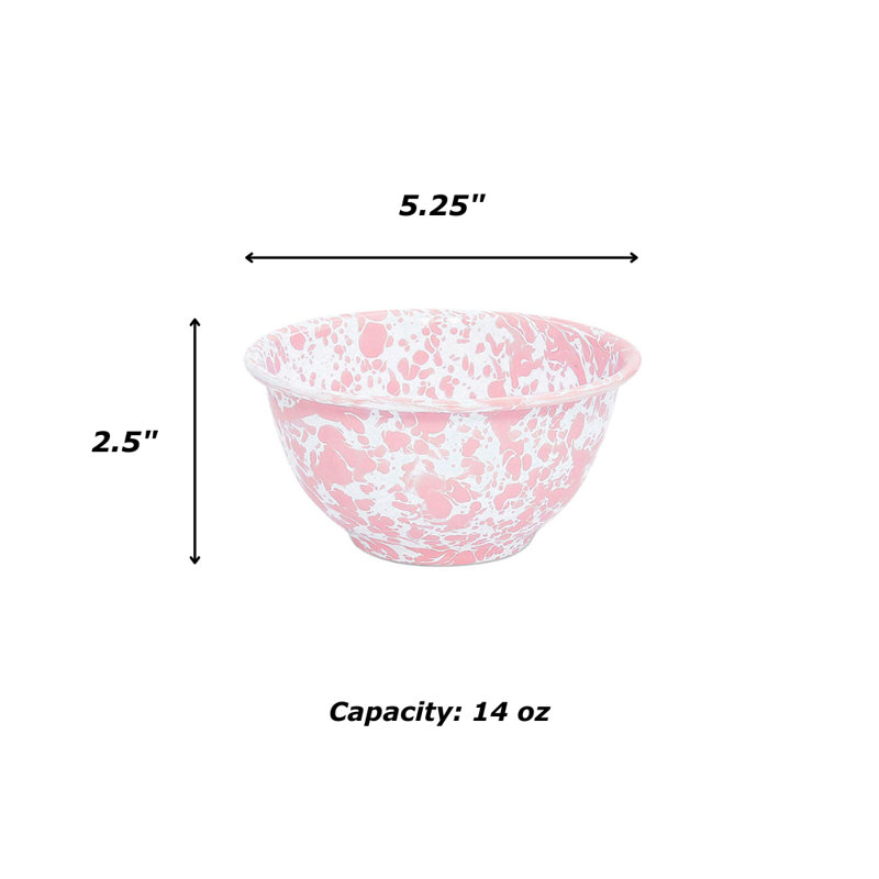 Crow Canyon Enamelware Splatter Cereal Bowls, Yellow, Pink