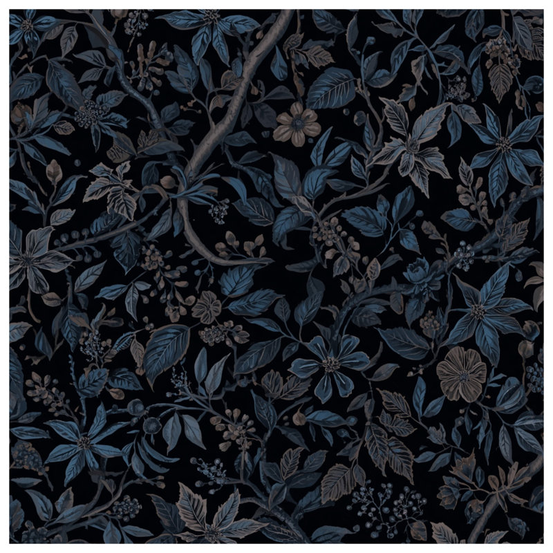 Dark Blue Floral Pattern Quilted Bedspread All Sizes, King