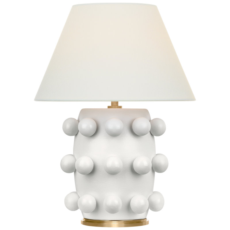 Linden 14" Cordless Table Lamp in Plaster White with Linen Shade
