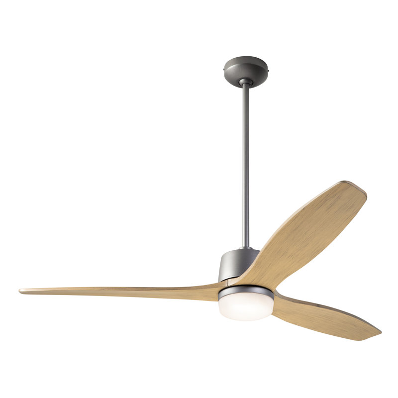 Arbor LED Downrod Ceiling Fan, Wall/Remote Combo Controls, Graphite, Maple