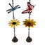 Carillon éolien rustique en métal, papillon et libellule, lot de 2, jaune, bleu et rouge, 109 cm de large