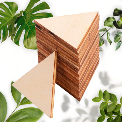 60Pcs Unfinished Natural Wood Triangles for Crafts and Decorations