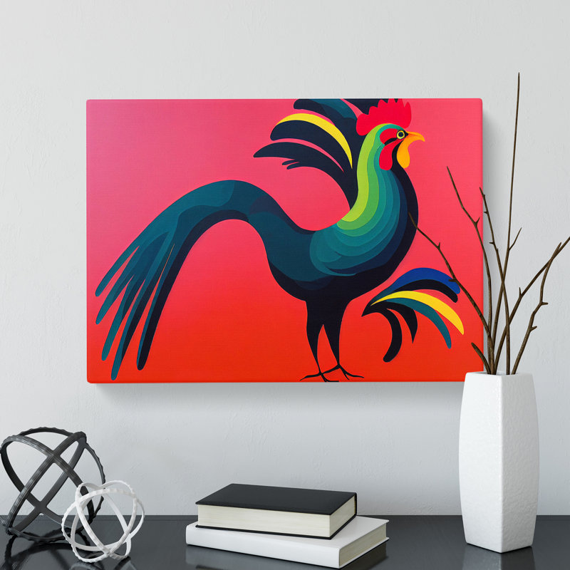 Exciting Rooster - Wrapped Canvas, 40cm H x 60cm W x 3cm D