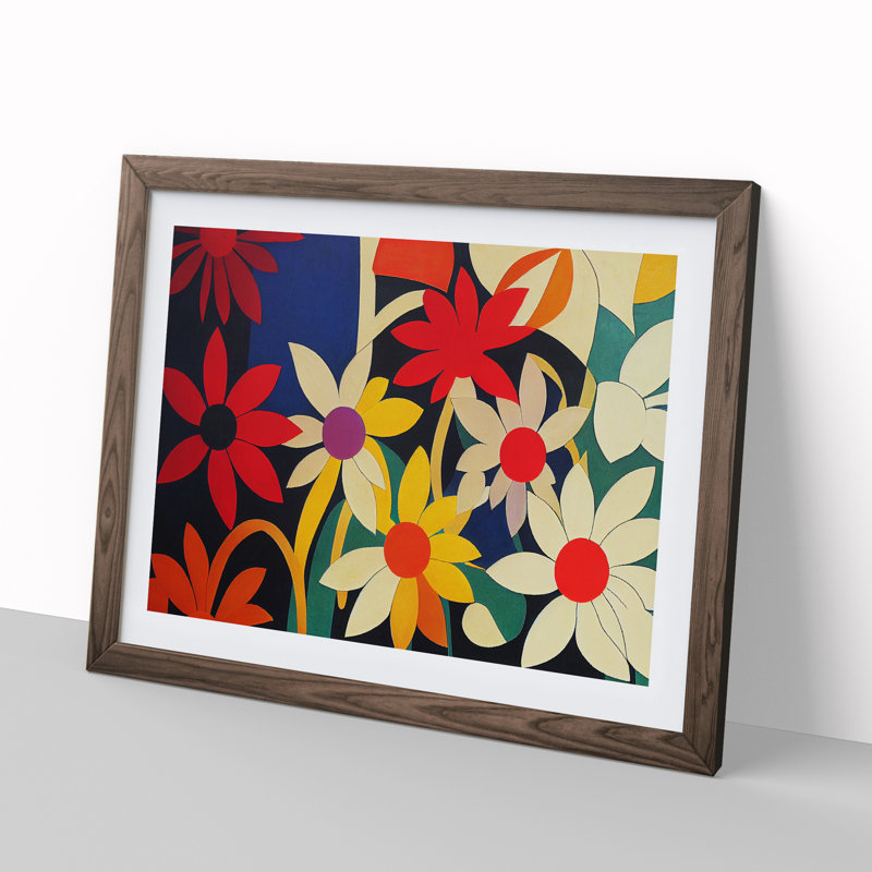 An Extravagant Abstract Flowers - Framed Print, Walnut, 46cm H x 64cm W x 2cm D