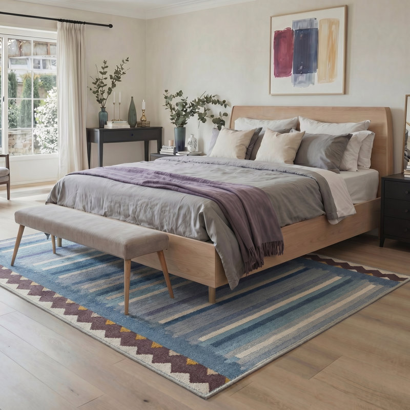 Haven Modern Machine Washable Blue Indoor Area Rug with Non-Slip Backing, Rectangle 6' x 9'