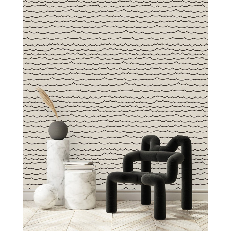 Black Waves Wallpaper Chevron Tile