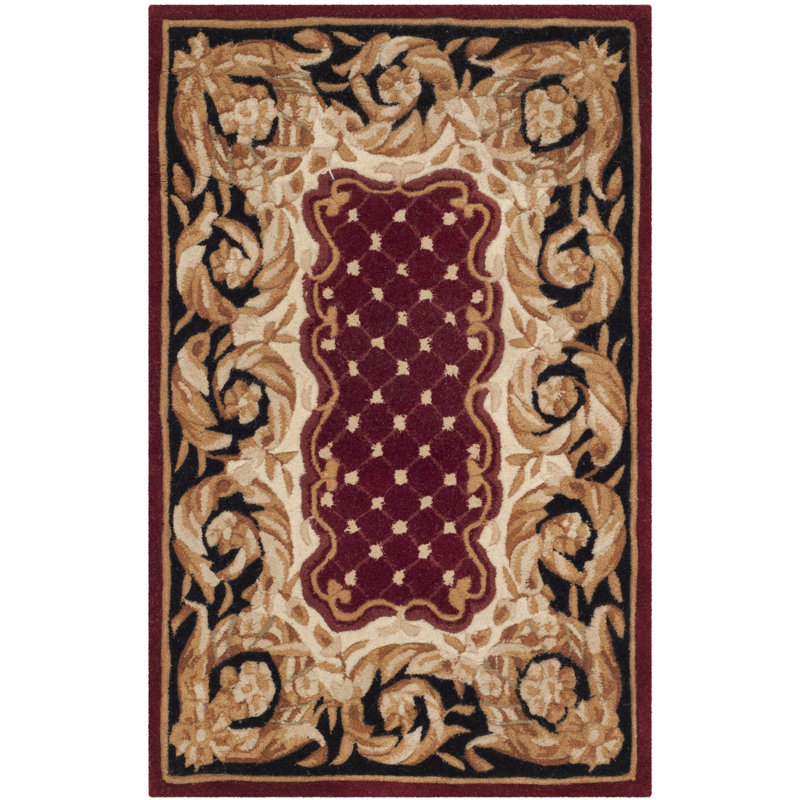 Naples Burgundy and Black Hand-Tufted Wool Rug