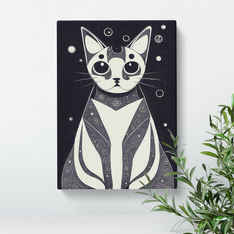 Mystical Cat Abstract - Wrapped Canvas, 76cm H x 50cm W x 3cm D