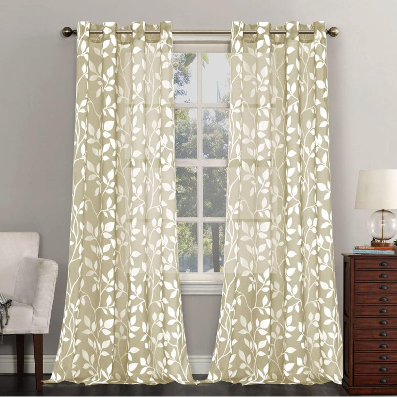 Betancur Semi Sheer Curtain Pair, Taupe, 52" W x 63" L