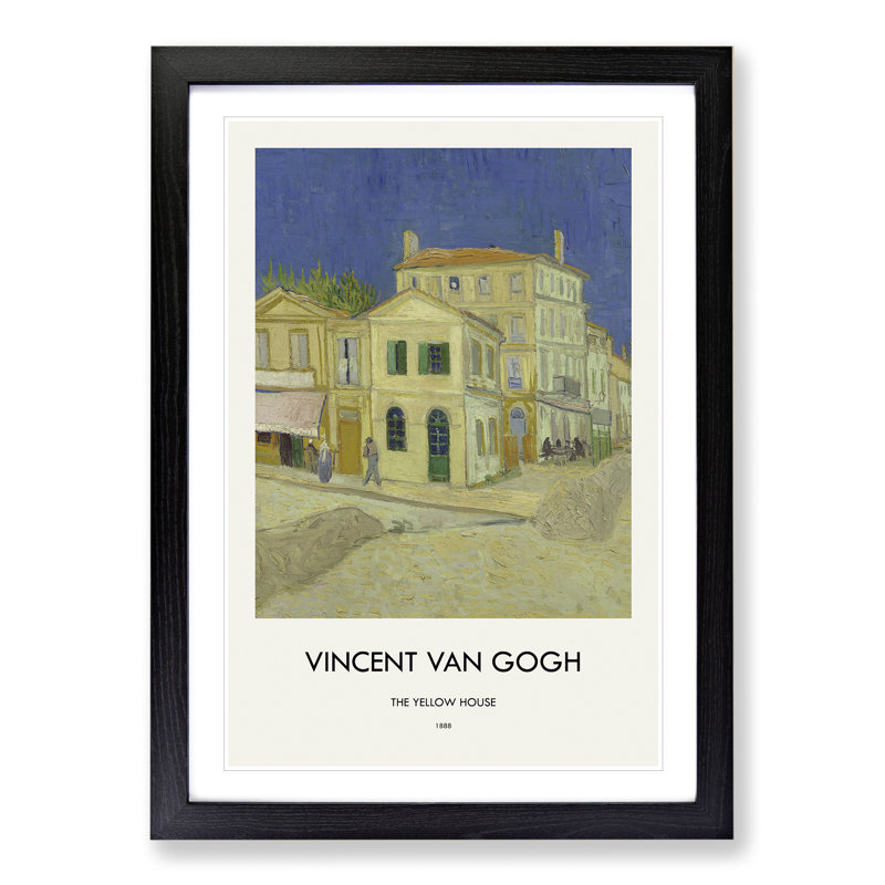 The Yellow House by Vincent Van Gogh - Picture Frame Painting, Black, 36cm H x 27cm W x 2cm D