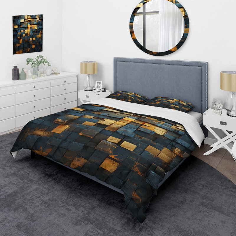 Ensemble de housse de couette à motif géométrique abstrait V, Housse de couette pour très grand lit et 2 très 