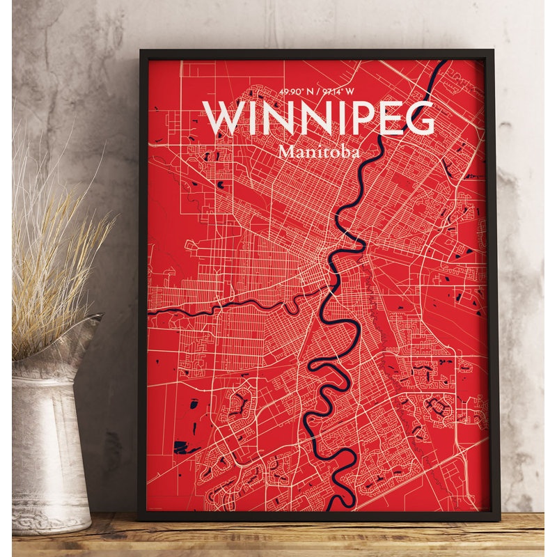 Winnipeg City Map - No Frame Print, 43 cm H x 28 cm W