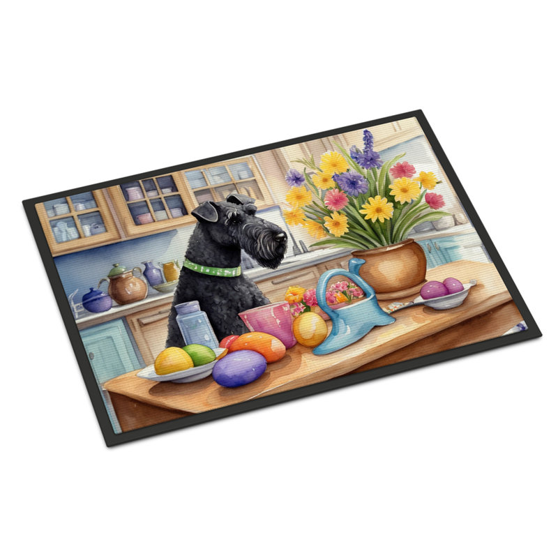 Decorating Easter Kerry Blue Terrier Doormat, 24" W x 36" L