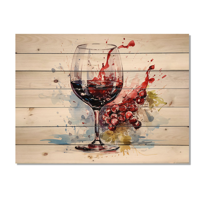 Grape Elegantburgundy Wine I - impression de vin sur bois, H 34 po x l 44 po