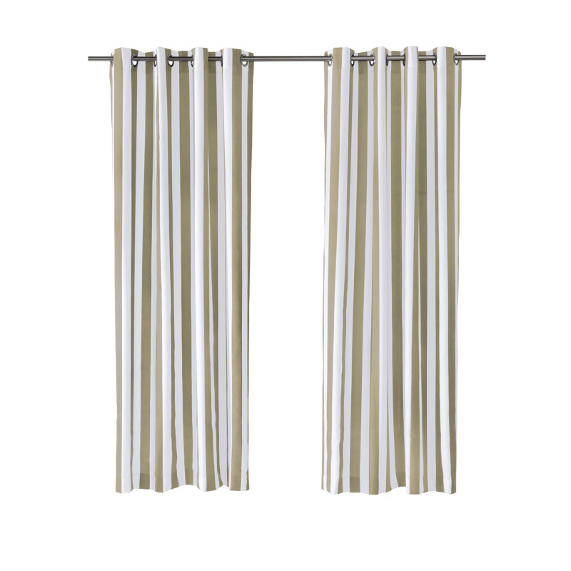 Panneau de rideau d'extérieur simple diaphane rayé avec œillets Arielle, l 50 po x L 84 po, Taupe