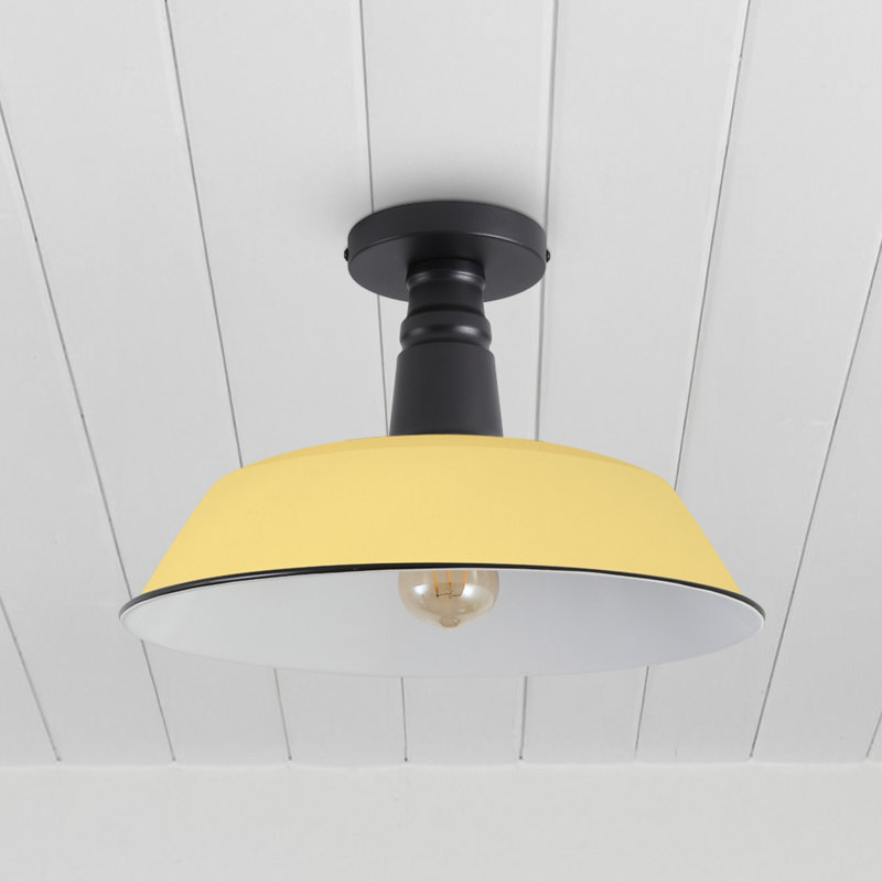 Plafonnier semi-encastré 1 lumière 14 po, Jaune mat