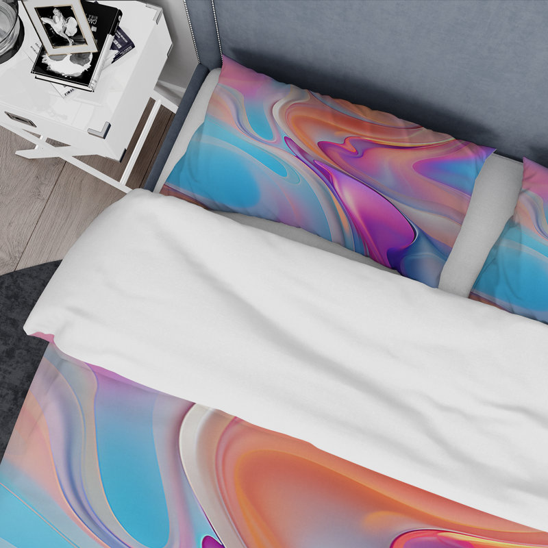 Ensemble de housse de couette transitionnel rose et bleu VI - Abstract Modern Shapes, Housse de couette pour très grand lit