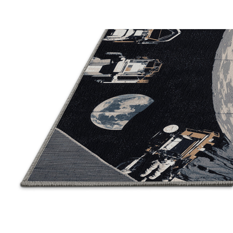 Machine Washable Space Gray Area Rug