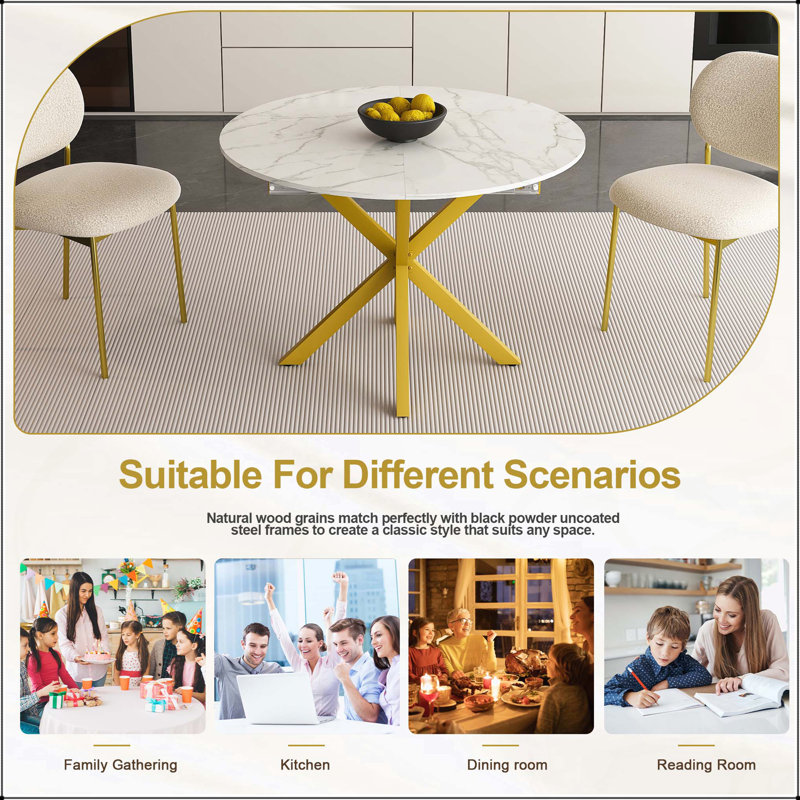 Table de salle à manger moderne et simple avec pales extensibles, base en X en acier au carbone, robuste et durable, idéale pour les restaurants et les petites cuisines