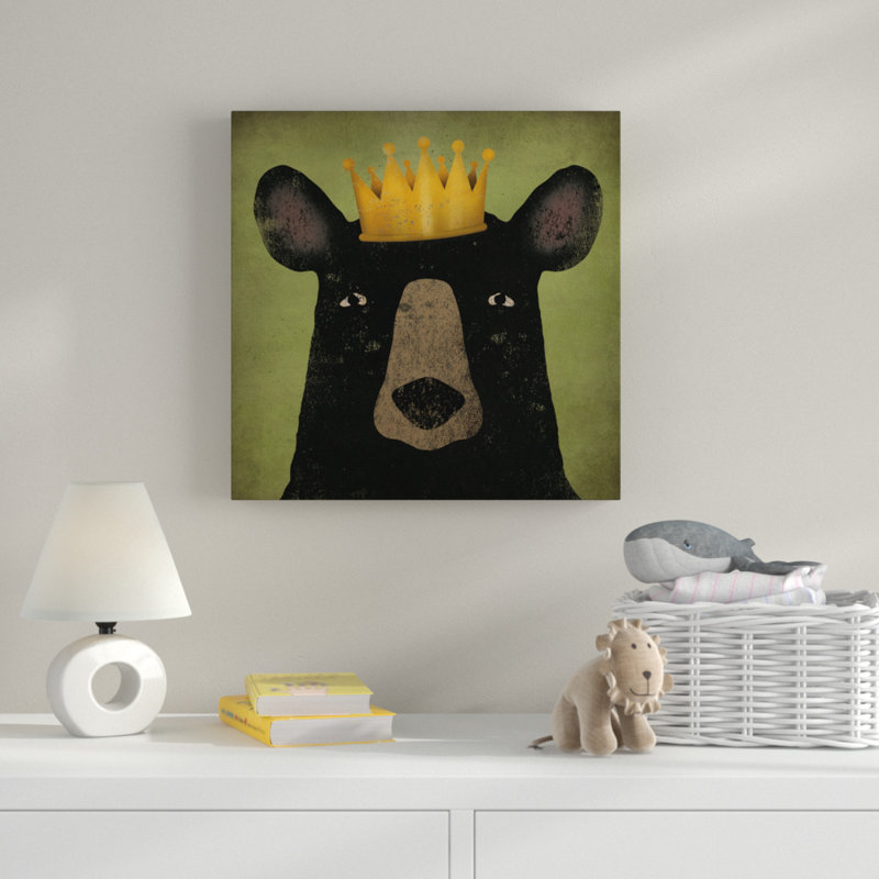 «The Black Bear with Crown», art sur toile, H 14 po x l 14 po x P 2 po