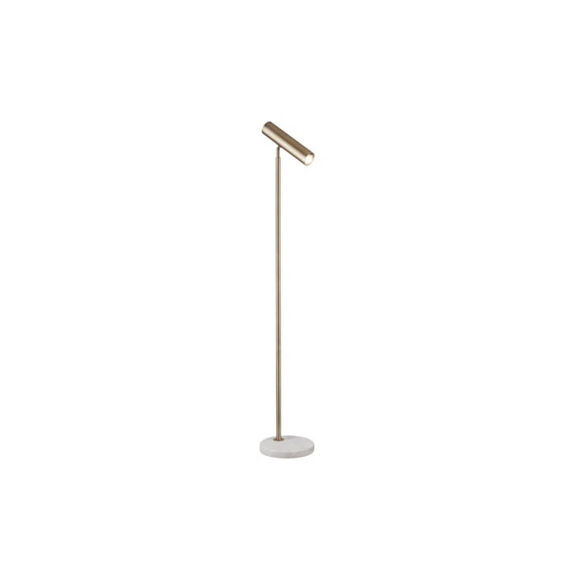 Thames Gold Task Floor Lamp with White Marble Base, Modern & Sleek